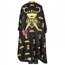 Pelerina de tuns pentru coafor / frizerie lunga Barber 004, 140x130 Neagra cu model